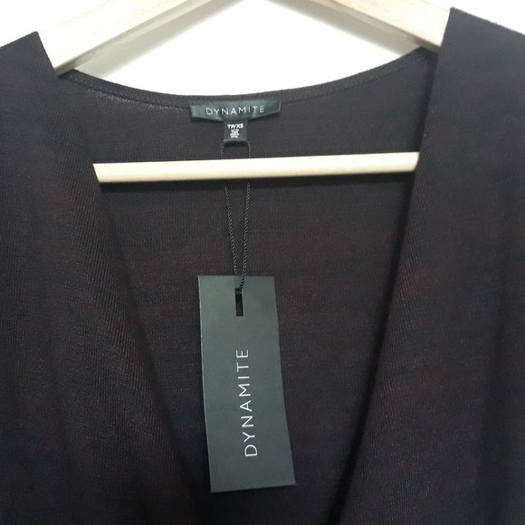 Dynamite Burgundy Long-Sleeved Faux Wrap Crop Top, NWT, Sz. XS - Picture 6 of 10